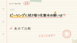 ピーリングと拭き取り化粧水の違いは?表示で比較